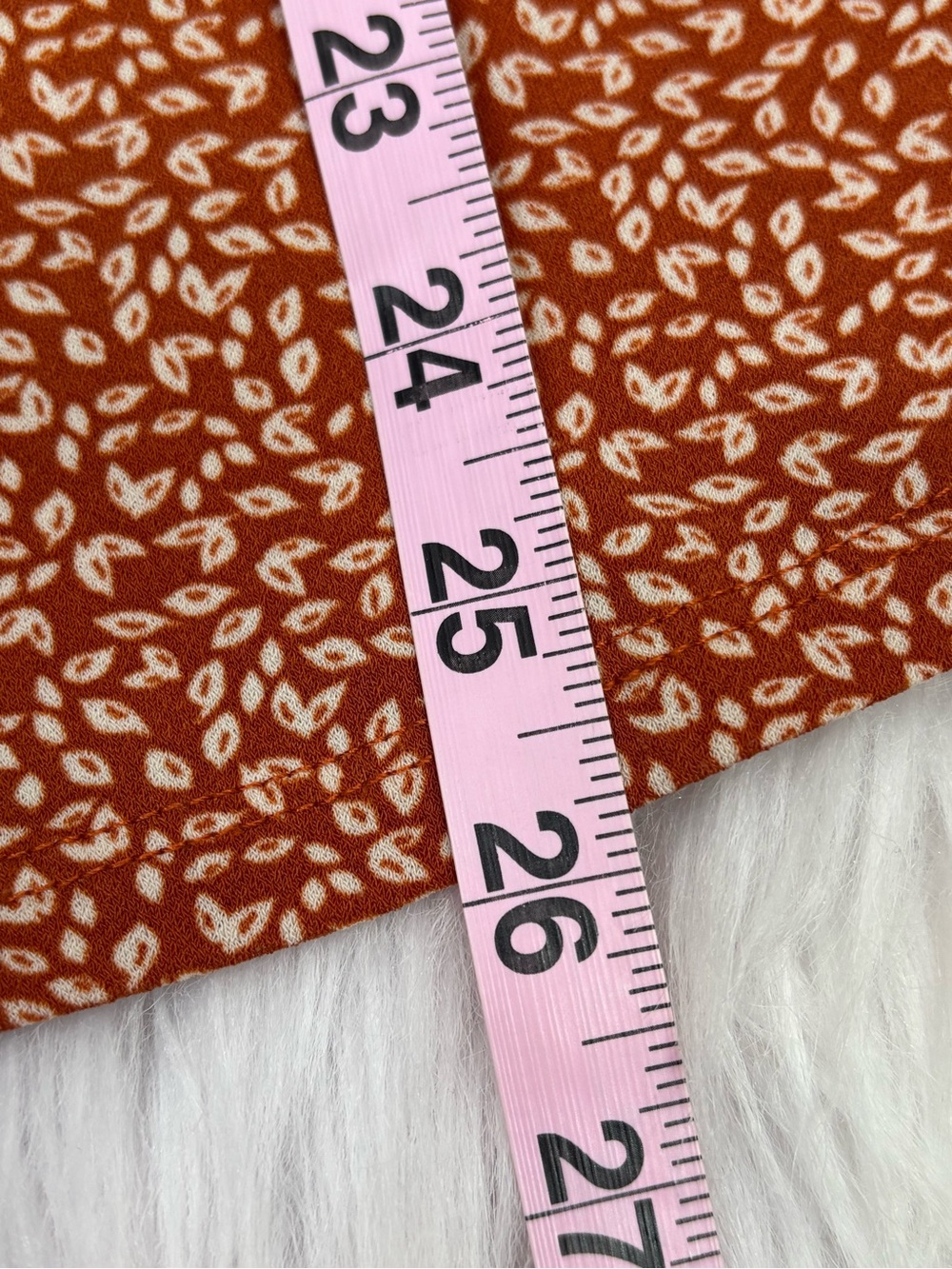 Adrianna Papell Women’s XL Rust Orange Blouse Leaf Print 3/4 Sleeves Shirred Top - Picture 10 of 14